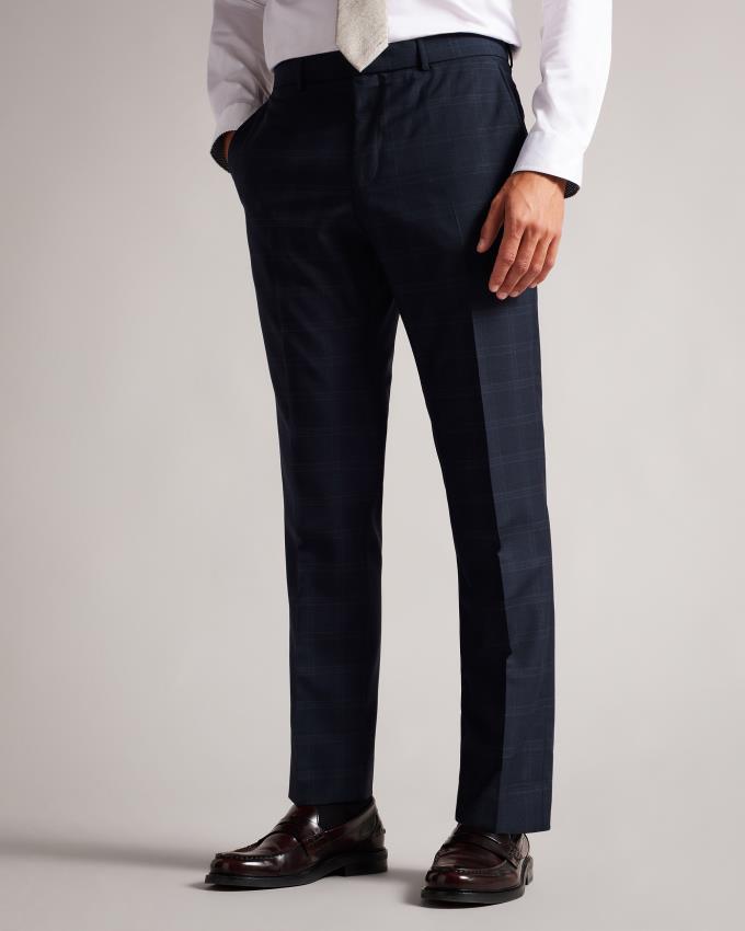 Pantalon Ted Baker Slim Fit Navy Check Suit Bleu Marine Homme | WER-18790380